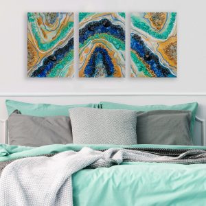 Tryptyk z żywicy z kolorowymi kamyczkami w stylu GEODE 6 Tryptyk z żywicy z kolorowymi kamyczkami w stylu GEODE 8