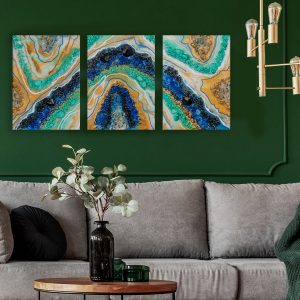 Tryptyk z żywicy z kolorowymi kamyczkami w stylu GEODE 7 Tryptyk z żywicy z kolorowymi kamyczkami w stylu GEODE 9