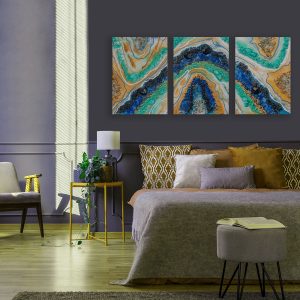 Tryptyk z żywicy z kolorowymi kamyczkami w stylu GEODE 8 Tryptyk z żywicy z kolorowymi kamyczkami w stylu GEODE 10