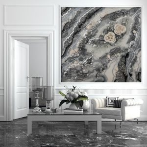 Trójwymiarowy obraz malowany żywicą z różami 14