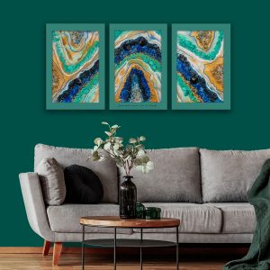 Tryptyk z żywicy z kolorowymi kamyczkami w stylu GEODE 10 Tryptyk z żywicy z kolorowymi kamyczkami w stylu GEODE 12