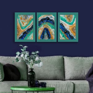 Tryptyk z żywicy z kolorowymi kamyczkami w stylu GEODE 11 Tryptyk z żywicy z kolorowymi kamyczkami w stylu GEODE 13