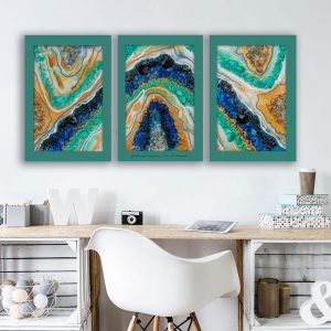 Tryptyk z żywicy z kolorowymi kamyczkami w stylu GEODE 12 Tryptyk z żywicy z kolorowymi kamyczkami w stylu GEODE 14