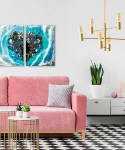 Obraz dyptyk z czarnym sercem