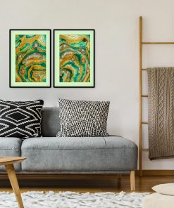 Podwójny plakat z zieloną abstrakcją