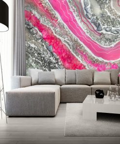 Foto-tapeta z abstrakcją w kolorze srebrnym do salonu