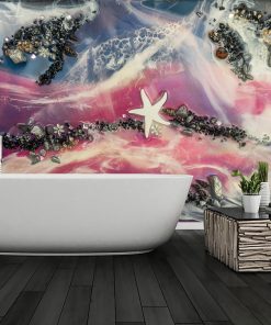 Fototapeta do łazienki resin sea żywiczna sztuka kamienie rozgwiazda
