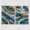 Obraz dyptyk - Niebieska abstrakcja 2 Obraz podwójny przedstawiający niebieską abstrakcję