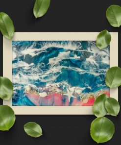 Poziomy plakat - Różowa plaża i morza