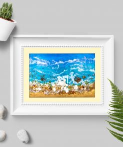 Plakat z motywem błękitnych fal