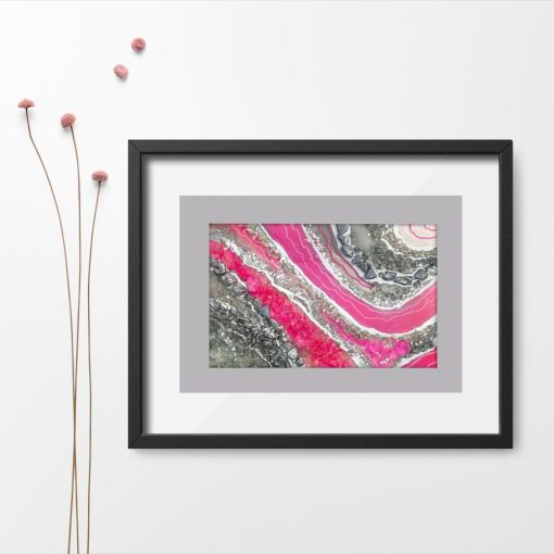 Plakat abstrakcyjny z różowymi kamyczkami
