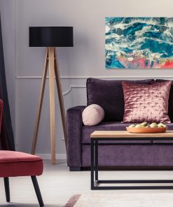 obraz do salonu z żywicy morski motyw różowo niebieski