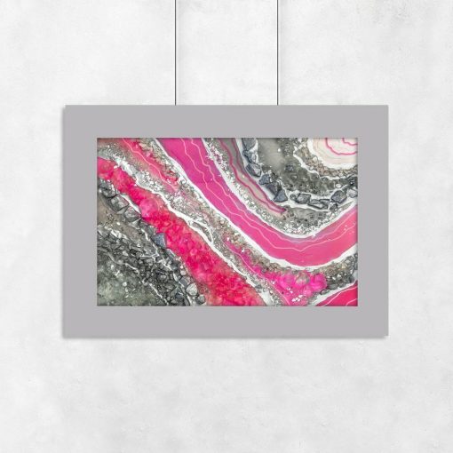 Plakat obrazujący różową abstrakcję