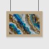 Plakat geode art z niebiesko-złotą abstrakcją 1 Plakat przedstawiający niebieską sztukę żywicy