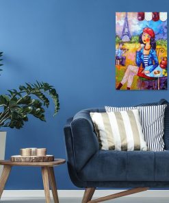 Francuska w kawiarni na obrazie