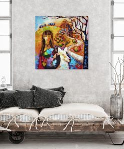 Rekonstrukcja obrazu z kobietą i psem