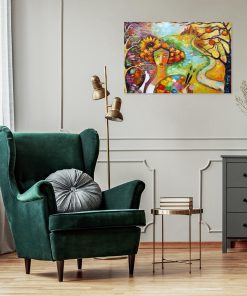 Reprodukcja obrazu z kobietą wśród drzew