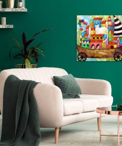 Obraz z białym kotem do powieszenia w poczekalni