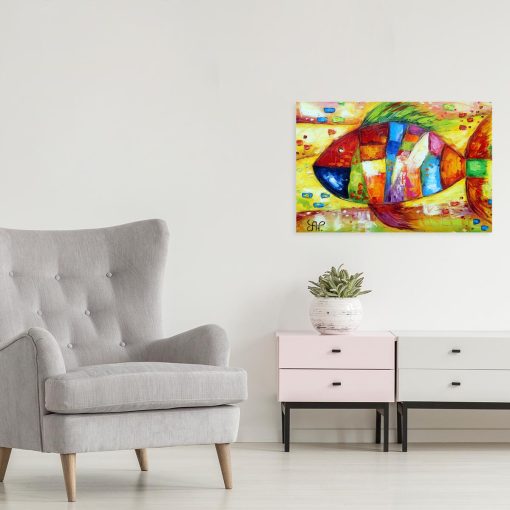 Obraz z wielką rybą do dekoracji salonu