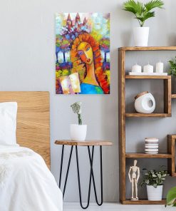 Obraz z zamkiem i dziewczyną i sypialni