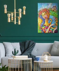 Obraz z kobietą i lirą