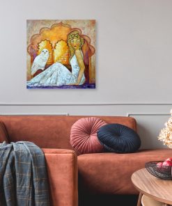 Obraz z kobietą i sową