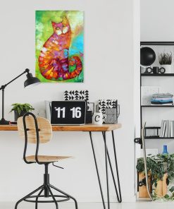 Obraz z rudym kotem do pokoju nastolatki